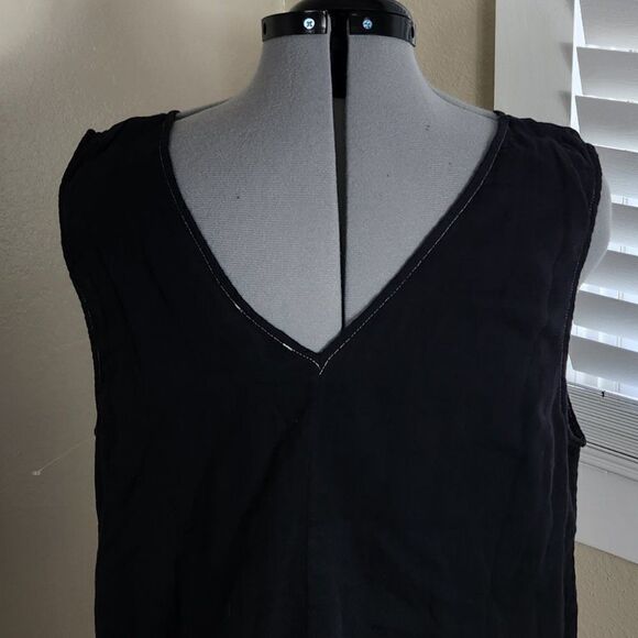 Johnny Was Calme Black Double V-Neck Cotton Drape Tank XXL NWT - Picture 6 of 13